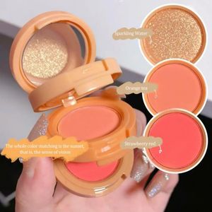 Blush 3 in 1 Blush Palette Drielaagse Blusher Highlighter Contouring Perzik Rode Rouge Langdurig Natuurlijk Reparatie Cosmetisch Verhelderend 231018