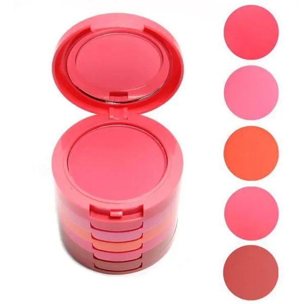 Blush Maquillaje 5 en uno Rubor para mejillas en polvo Rubor de 5 colores Color diferente Polvo prensado Base Maquillaje facial Rubor Paleta de maquillaje 231214