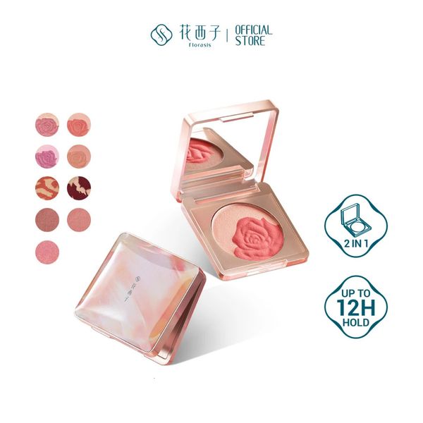 Blush Florasis Peon Rose Poudre Double Couleur Blush Highlight Naturel Nude Shimmer Rose Sculpture Blush Rose Maquillage Ton 231218