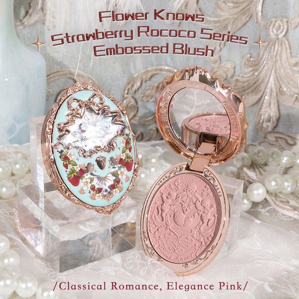 Blush Flower Knows Strawberry Rococo Series Maquillaje facial en relieve Mate Brillo Pigmento Impermeable Desnudo natural Iluminador de mejillas 230801