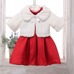 Blush Meisjes Winterjas Prinses Halve Mouw Strik Meisjes Nepbont Cape Mantel Bruiloft Sjaal Cape Voor Meisjes Tippet Kids jas Bir247F