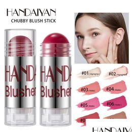 Blush Handaiyan 8 Colors Blush Crayon Stick impermeable Humente suavizado Rouge Cream 6pcs Drop entrega 2022 Beauty Health Dhfke