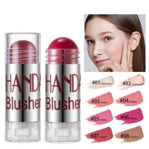 Blush HANDAIYAN 8 kleuren Blush Highlighter Bronzer Contour Shadow Cream Wang Blusher Blush Stick Gezichtsmake-up Roze Blusher 230919