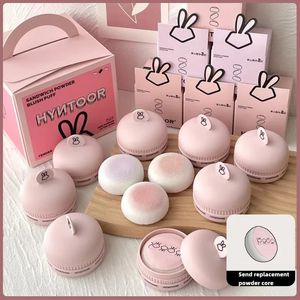 Blush HYNTOOR Macaron Poederdons Poeder Blusher Natuurlijk Abrikoospoeder Verlegen Perzik Monochroom Blush Paarse Make-up Blush 231214