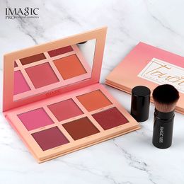 Blush IMAGIC Palet Make-Up 6 Kleuren Professionele Wang Parel Oranje Pigment Hoge Kwaliteit Schoonheid Cosmetische Blushes 230801