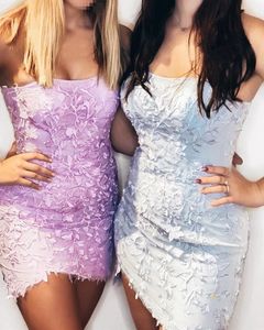 Blush Lace Homecoming Jurk 2020 Schede Strapless Hals Korte Prom Gowns Lila Ice Blue White Cocktail Party Formele evenement Sweet 16