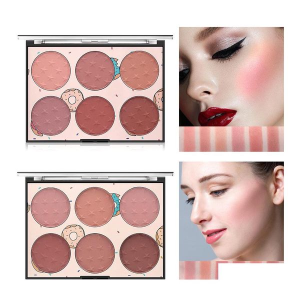 Blush Maquillaje 6 Paleta de colores Mate Nacarado Largo Último Natural Miss Rose Blusher Plate Drop Entrega Salud Belleza Cara DHQYW