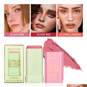 Blush Makeup Stick B Cream Ber Waterproof Moisturizer 3 kleuren Roze Rood Oranje Voor Ogen Lippen en Controles Luxe Gezichtsmake-up Drop Del Dhrkh