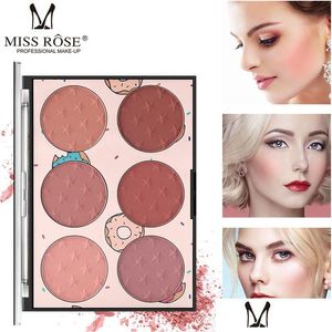 Blush Miss Rose Pink 6 colores Mineral Palette Bronze Larga duración Skinfriendly Rouge Blusher Matte Highlighter Powder Drop Delivery Dhnqr