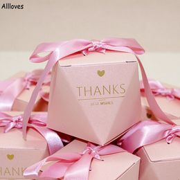 Blush Pink Gift Gunsthouders Baby Shower Verjaardag Geschenkdozen Romantisch trouwfeest Candy Box Packaging Supplies With Ribbon AL8461 268E