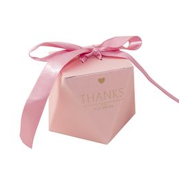 Blush Pink Gift Favor Holders Baby Shower Cajas de regalo de cumpleaños Fiesta de bodas romántica Caja de dulces Suministros de embalaje con cinta AL84225E
