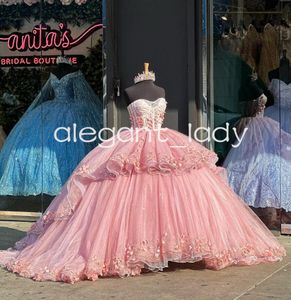 Blush rose princesse Quinceanera robes 3D Floral papillon désossage Corset vestido de quinceanera 2024 doux 15 robe de bal