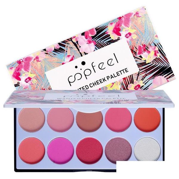 Blush Popfeel Sweet Pink 10 couleurs Palette Nude Surligneur Naturel Facile à porter Maquillage longue durée Beauté Matte Blushes Drop Delive Dhkda