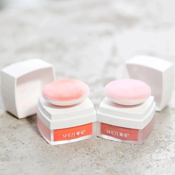 Blush Shezi Blush Mushroom Head 2 colores Air Cushion Blush Powder Repair Face Maquillaje de larga duración en polvo Agradable para la piel Natural Clear 231214