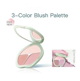 Blush Timage 3-kleuren Blush Palette Mollige Wangen Natuurlijke Contour met Roze Paarse Abrikoos Tinten 13g Make-up 230921