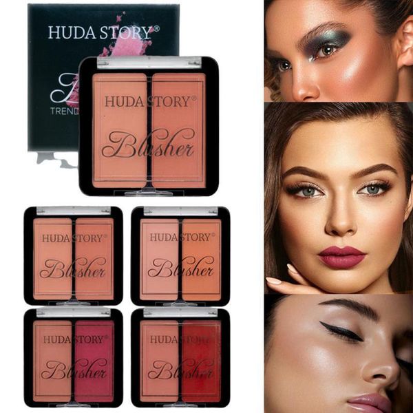 Blush Two Color Matte Blusher Natural Cheek Face Rouge Red Fine Smooth Contour Shadow Maquillaje en polvo Pigmento alto Color duradero 230725