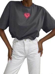 Blyuki Fi Liefde Gedrukt T-shirts Vrouwen Zomer Cott Plus Size Basic Tees Streewear Paar Kleding Vrouwelijke Gothic Tops G3Z6 #