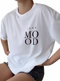 Blyuki Fi Simple Lettre Imprimer T-shirts Femme Été Nouveau Plus Taille Cott Doux T-shirts de base Dames Casual Harajuku Tops P7Tl #