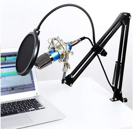 BM 800 Condensor Microfoon voor Computer CardioID Audio Studio Vocal Recording Mic KTV Karaoke + Microfoon Stand + POP-filter