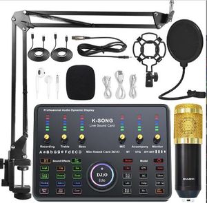 BM 800 DJ10 ECho Professional Audio Microphones V8 Pro Sound Card Set BM800 Mise à jour Mic Studio Condenser pour OTG Type-C TV Live Vocal Recording Podcast Performance