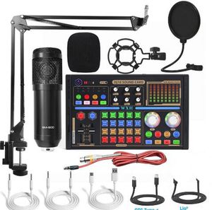 BM 800 DJ18 professionele audiomicrofoons V8 Pro geluidskaartset BM800 microfoon Studiocondensator voor OTG Type-C TV Live zangopname Podcast Performance Youtube Tiktok