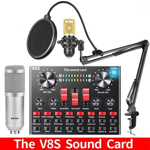 Micrófonos Bm 800 Micrófono Estudio Grabación V8S Kits de tarjeta de sonido Bm800 Condensador para computadora Teléfono Karaoke Singing Stream Mic1