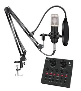 Bm 800 Studio Microfoon Kits Met Pop Filter V8 Geluidskaart Condensator Microfoon Bundel Record Ktv Karaoke Smartphone Mic8609655