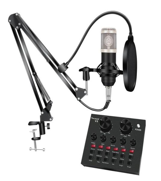 Kits de microphone de Studio Bm 800 avec filtre Pop V8, carte son à condensateur, enregistrement groupé, Ktv, karaoké, Smartphone, Mic8609655