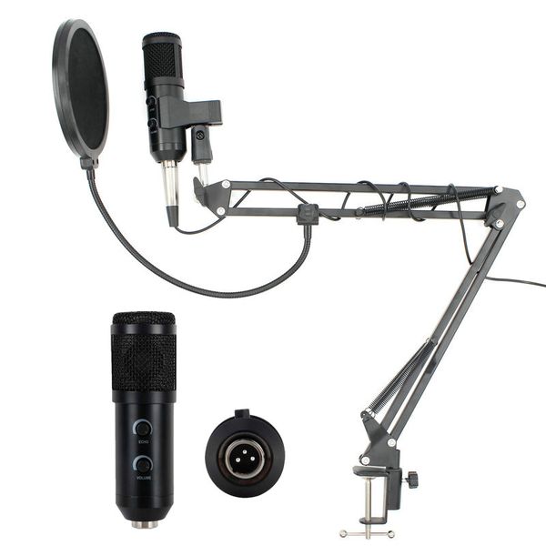 BM 900 Condensador USB Micrófono Estudio con soporte Trípode Pop Filtro Mic para computadora Karaoke PC Volumen ajustable BM 800