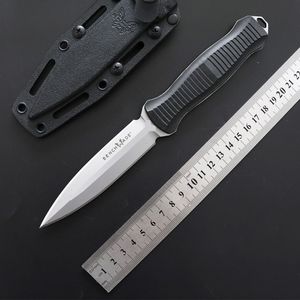 BM Knife BM133 BM4600 Cuchillo de hoja fija de doble acción D2 punta de lanza de acero Cuchillos tácticos con mango negro clásico liso