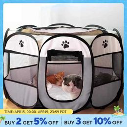 BM7W Carriers Crates Houses portables Poignant Pet Tent House Octogonal Shelter Utiliser l'extérieur Facile à utiliser Large Dog Cage Cage Cat Fence 240426