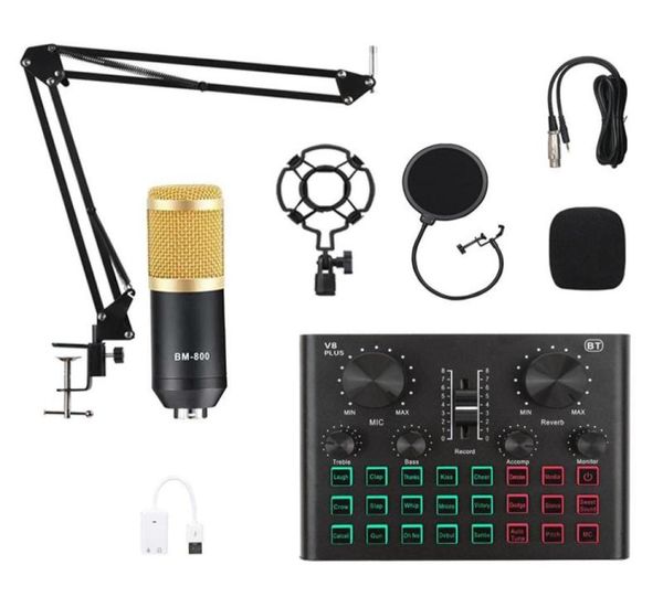 BM800 Microphone à condensateur Bluetooth carte son mélangeur o enregistrement diffusion en direct dj support USB sans fil Professional8827338