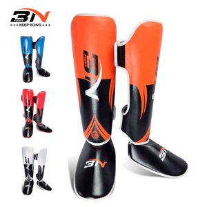 BN MMA Boksen Muay Thai Shin Guards Kickboxing Leg Support Shield Equipment Karate Enkle Voetbescherming Deo 211229