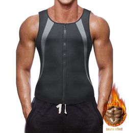 BNC Men Sauna Suit Taille Trainer voor gewichtsverlies Neopreen Zweet Body Shaper Compressie Workout Tank Top Vest met Zipper8824766