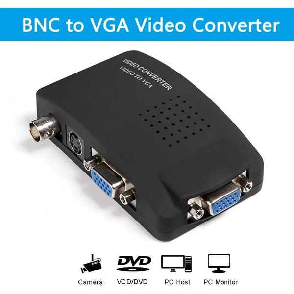 BNC a VGA Video Converter AV a VGA CVBS S Entrada de video a PC VGA OUT Box de interruptor del convertidor de adaptador para PC MACTV DVD DVRFOR AV A VGA Adaptador AV a VGA Adaptador