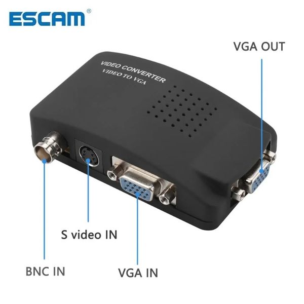 Convertisseur vidéo BNC vers VGA AV vers VGA CVBS S entrée vidéo vers PC adaptateur de sortie VGA boîtier de commutation pour PC MACTV caméra DVD DVR