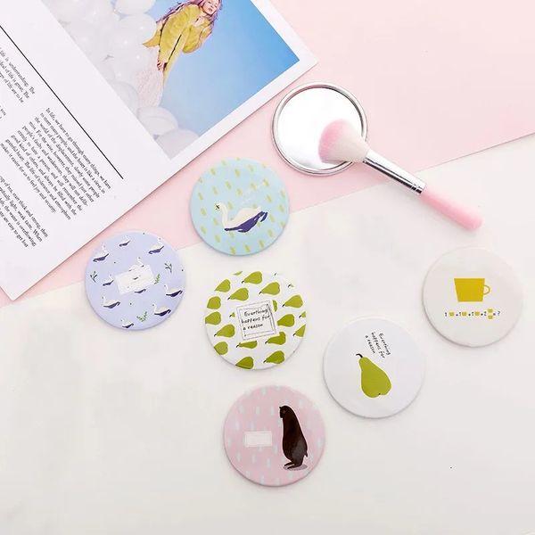 Bo02 dessin animé antifall portable petit miroir rond mignon mignon girls maquillage poche cosmétique miroirs compacts pour la beauté 240409