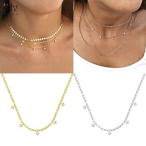 Boako 925 Sterling Zilver Collier Simple Luxe Fijne Sieraden CZ Charms Collier Choker Dames 2020 Fashion Party Bruiloft Q0531