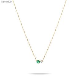 Boako collier en cristal vert 925 en argent sterling Ins tendance pendentif collier femmes dames clavicule bijoux L230704