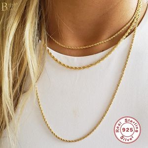 BOAKO collier pour femmes 2020 Ins torsion tissage argent 925 Bijoux collier breloques chaînes Fine Bijoux tour de cou Bijoux Femme #12.4 Q0531