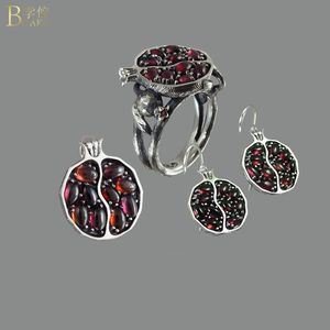 Vintage ringen voor vrouwen bruiloft granaat ring fruit granaatappel rotan rose gouden anillo de mujeres party cadeau femme bague z5