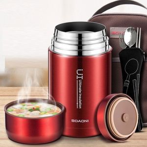 BOAONI 750 ml 1000 ml pot thermique alimentaire soupe isolée sous vide contenants thermos 316 boîte à lunch en acier inoxydable avec cuillère pliante T202326