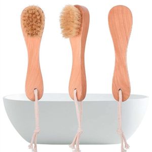 Poils de sanglier brosses pour le visage blaireau manche en bois brosse de nettoyage du visage soins de la peau outils de nettoyage fournitures de toiletteT2I5758