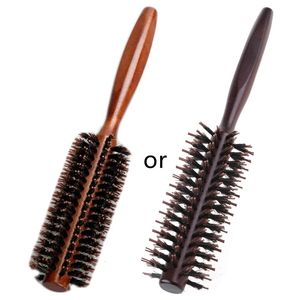 Bristle Bristle Round Styling Brush Brusque Poux Sèche à curling Rouleau Masage Massage Brosse avec une poignée en bois pour les femmes Men 231221