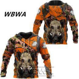 Sanglier Chasse Orange Camo 3D Imprimé Veste MenWomen Harajuku Sweat À Capuche Unisexe Casual Streetwear Sweat Pull SudaderasL88 240307