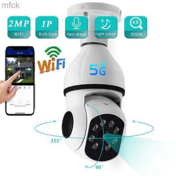 Caméras embarquées 5G 2MP E27 lampe ampoule caméra intérieure Wifi caméra de sécurité Vision nocturne couleur humaine suivi automatique vidéo IP prise moniteur