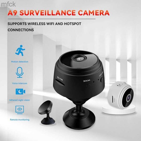 Caméras embarquées A9 WiFi Mini caméra HD 1080p Enregistreur vidéo sans fil Enregistreur vocal Caméra de surveillance de sécurité Maison intelligente pour les nourrissons et les animaux de compagnie