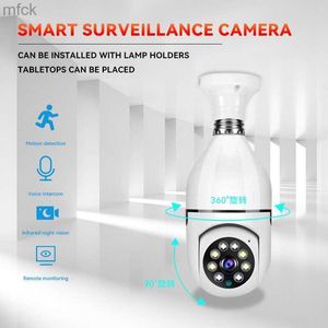 Caméras embarquées Caméra de surveillance à ampoule Vision nocturne Suivi humain automatique en couleur Zoom Moniteur de sécurité intérieur Caméra Wifi