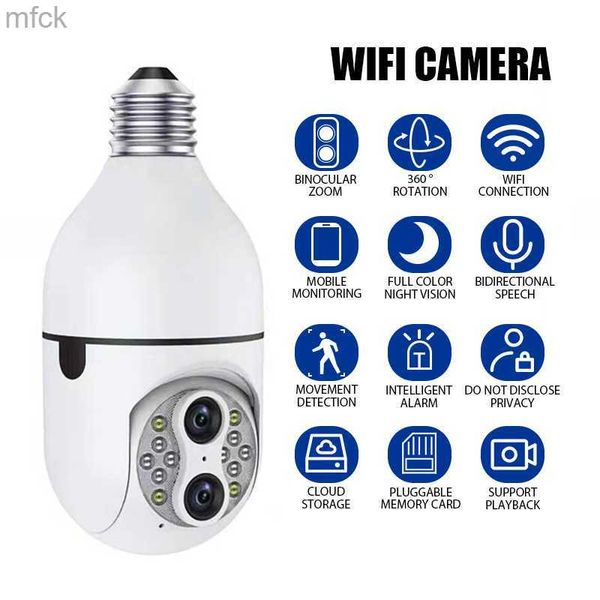 Cámaras de tablero Lente dual E27 Bombilla Cámara de vigilancia WIFI 360 Seguimiento automático 360 PTZ IP 10X Zoom Cámara Color Visión nocturna IP Seguridad CCTV