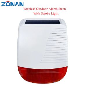 Panneaux Zonan Sn40 433 MHz sirène étanche extérieure solaire sans fil lumière Flash haut-parleur stroboscopique pour système de sécurité d'alarme anti-cambriolage à la maison